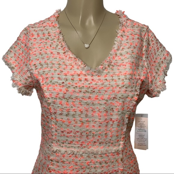 NANETTE LEPORE Neon Boucle Tweed Dress Pink NWT 8 - Picture 3 of 12
